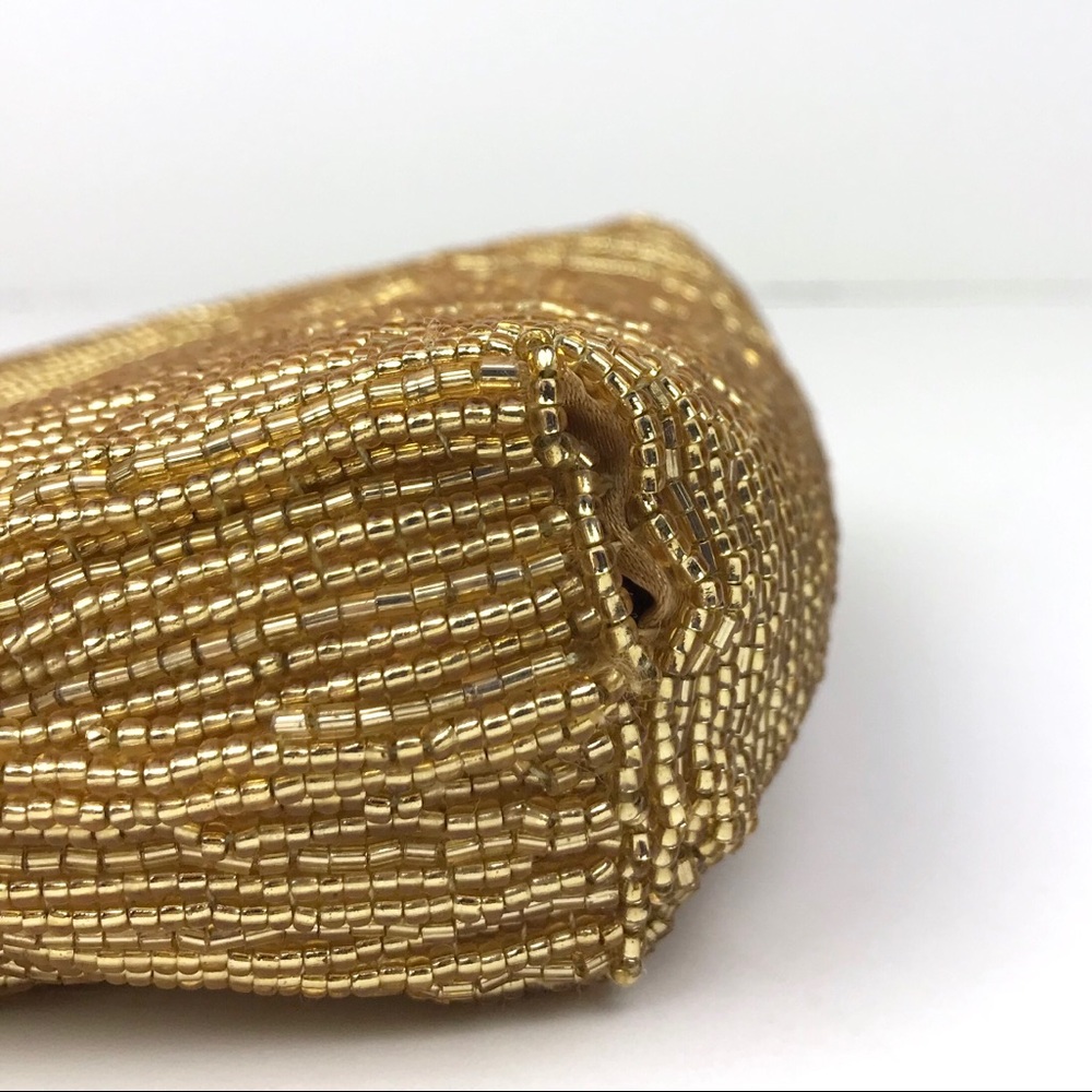 La Regale Gold Beaded Handbag Wristlet Clutch Bag - Picture 8 of 8